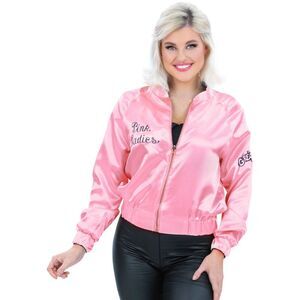 Grease Womens/Ladies Pink Ladies & T-Birds Reversible Costume Jacket / Pink/Blac